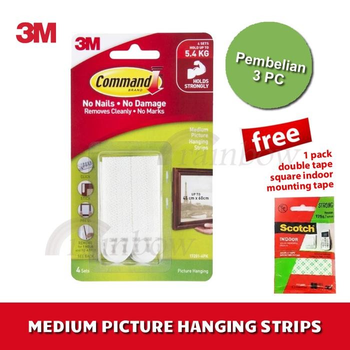 

ID 3M COMMAND MEDIUM PICTURE HANGING STRIP (STRIP TEMPEL FOTO KE DINDING)