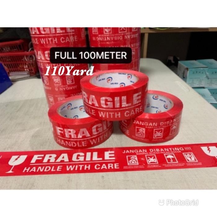 

ID LAKBAN FRAGILE JANGAN DIBANTING MERAH 100METER & 2 INCH 110 YARD