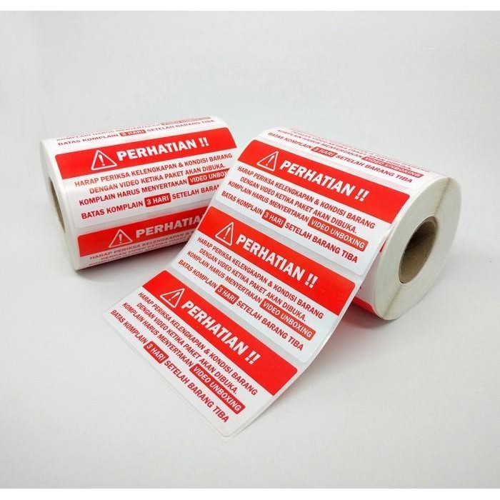 

ID STICKER LABEL PERHATIAN VIDEO UNBOXING 8,5 X 3,5 CM (1 ROLL/ 500 PCS)