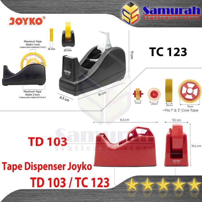 

ID TAPE DISPENSER JOYKO TD 103 1 IN / TEMPAT POTONG ISOLASI TD-103 / CUTTER PEMOTONG SOLATIP 1/2 IN