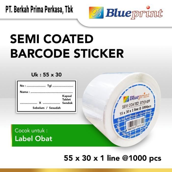 

KOIC Sticker Barcode Semicoated 55 X 30 Blueprint Stiker Label 55X30 Mm