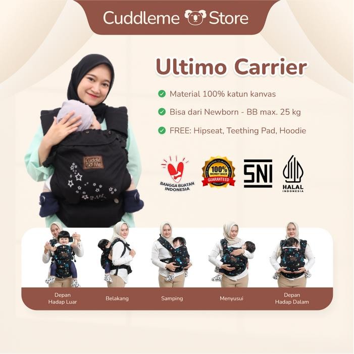 cuddleme ultimo carrier motif - hipseat gendongan bayi 5 posisi m-shape terlaris