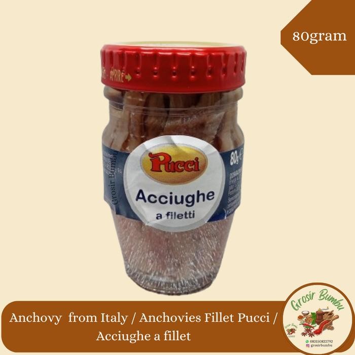 

anchovy fillet 80gr import italy pucci acciughe stok terbatas
