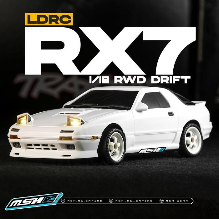 Rc drift LD1802 MAZDA RX-7 RWD 1:18 2.4ghz lampu LED depan rc car