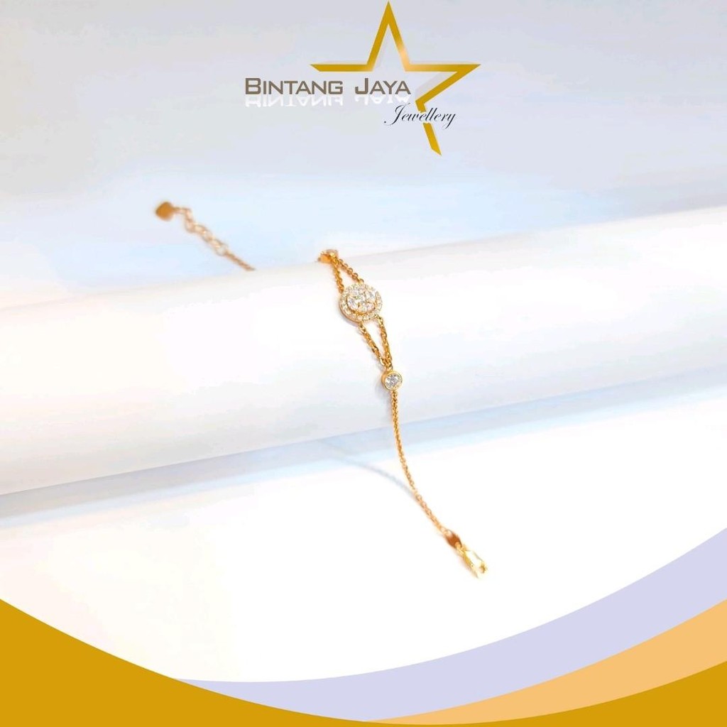 Gelang Emas Model Rantai Elly Variasi Bulat M Putih Kait Per Panjang 15cm Ext - Kadar (16K) - Berat 