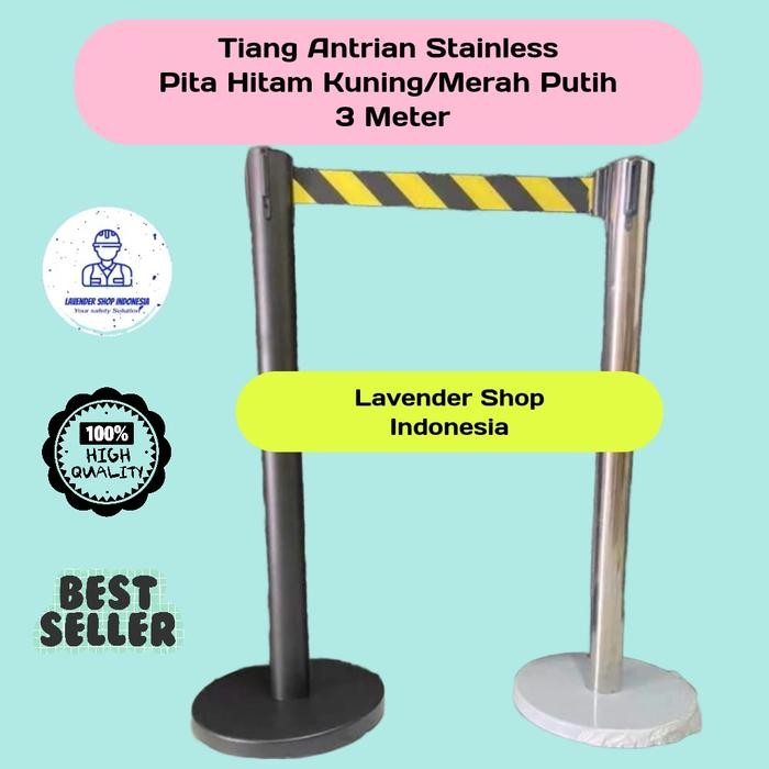 

Promo Tiang Antrian Stainless Pita Hitam Kuning - Pembatas Stand