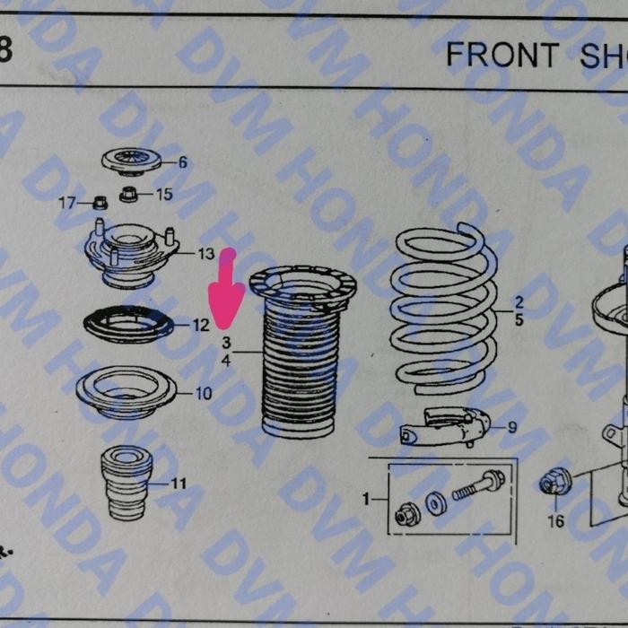 Boot Shockbreaker/Karet Tutup Debu Depan Kanan Original Civic Fb Aksesoris