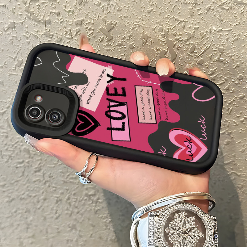 Casing Hp Untuk Samsung Galaxy A03 Core A02 M02 Case Hati merah ponsel Kasing tipis Perlindungan Kes