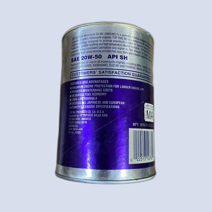 Oli Top 1 Synthetic Motor Oil Motorcycle 20W-50 NOS