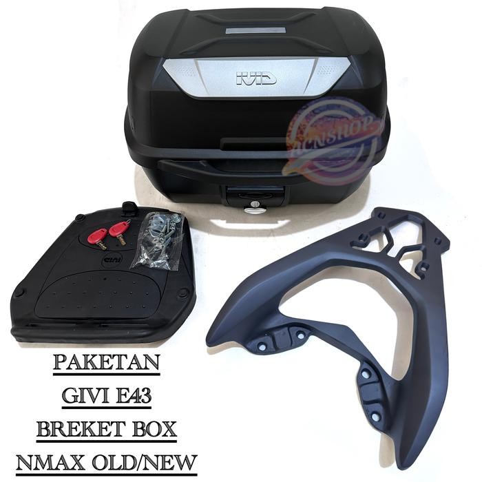 PAKETAN BOX MOTOR TOP BOX GIVI E43NTL + BREKET BOX NMAX OLD NMAX NEW