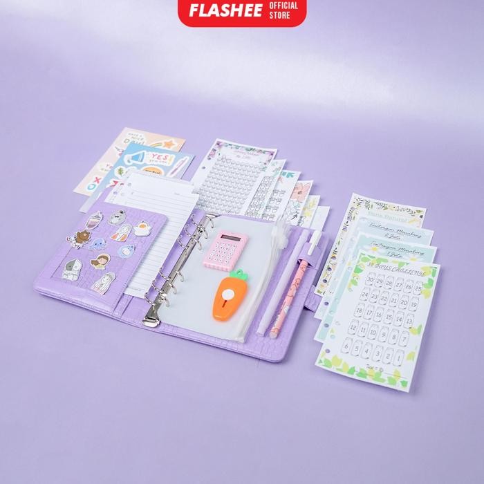 

Flashee Paket Binder Keuangan A6 Lengkap Binder Budgeting Sinking Fund Binder Croco A6 Ziplock