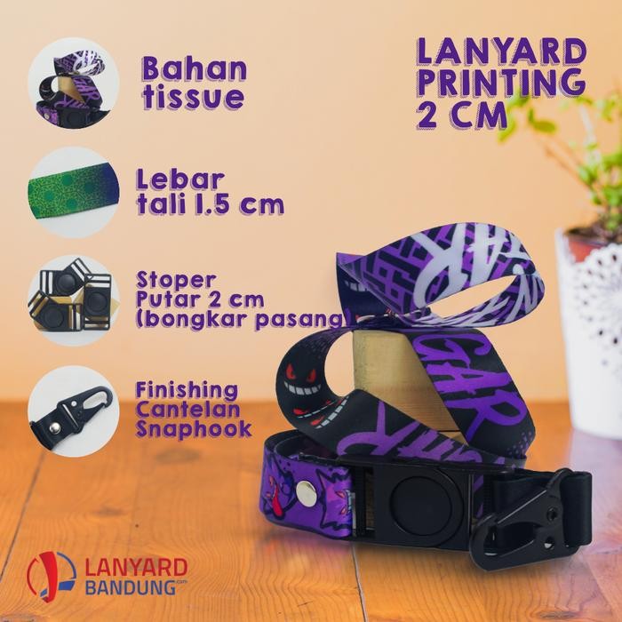 

New custom tali lanyard snaphook print sublim 2cm cetak 2 muka