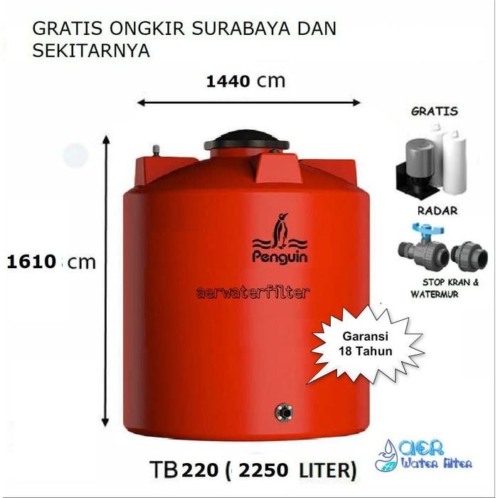 Tangki / Tandon / Toren Air merk Penguin tipe TB 220 (2250L)