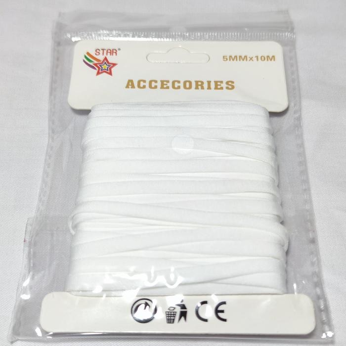 

Tali Karet Masker Elastis Pipih Gepeng 5mm Panjang 10Meter