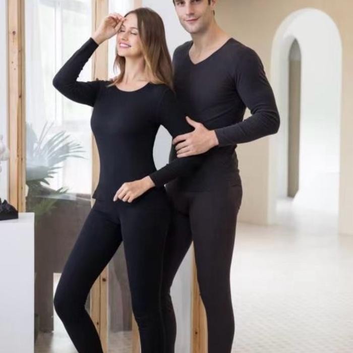 Longjohn Wanita, Baju Musim Dingin Long John Wanita Dewasa Polos Strech, Longjohn Bulu Domba