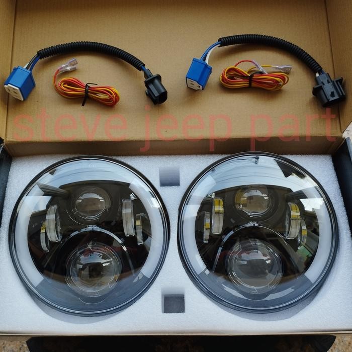 Headlamp lampu besar depan LED 7inch model JW speaker jeep wrangler JK