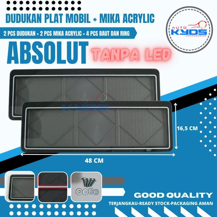 TERMURAH Cover Dudukan Tatakan Tempat Mobil + Mika Acrylic Akrilik Tanpa Lampu Warna Hitam Bahan