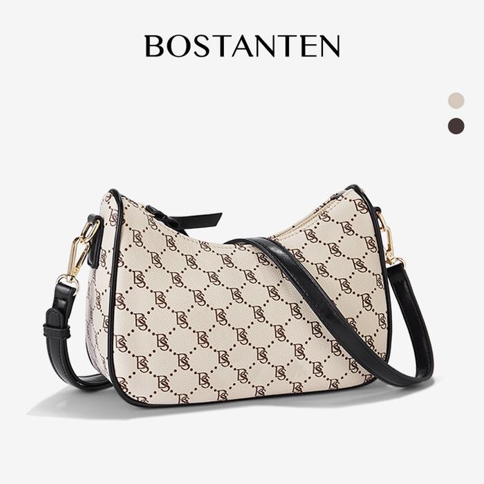 Hobo Bag BOSTANTEN Monogram Slingbag Tas Selempang Wanita Tas Rantai Wanita Kulit Sintetis