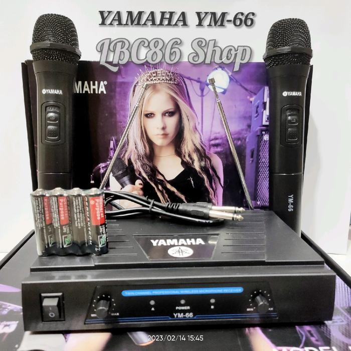Mic Wireless Yamaha Ym-66 Mikrofon Wireless 2 Mic Ngenggam Nirkabel
