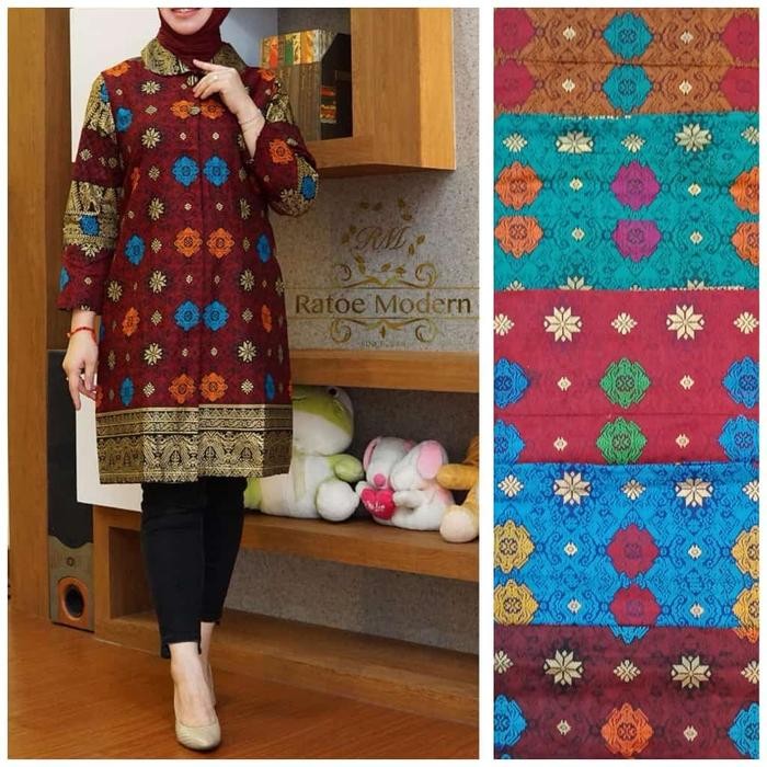 Tunik Batik Ratoe Modern Kode 525 model Kancing Depan