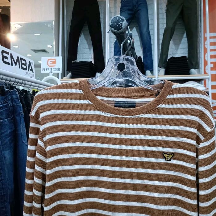 Emba Kaos Lengan Panjang Motif Salur New Arrival Original