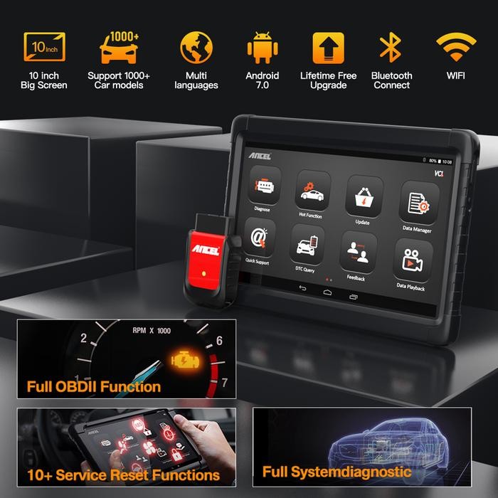 Ready Bahasa IndonesiaAncel X6 Bluetooth Obd2 Scanner Alat Diagnosis Mobil Active Test Tool Best