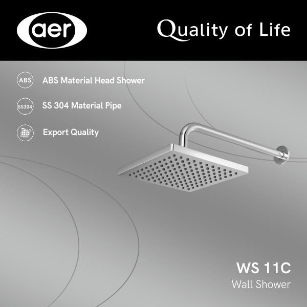 AER Shower Tembok Wall Shower / Kepala Shower Dinding Kotak Plastik ABS WS-11C