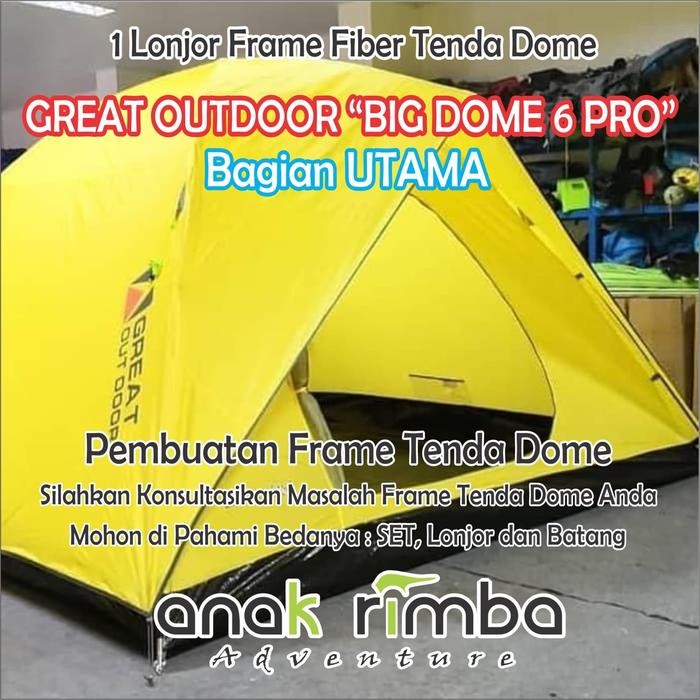 Seting Frame Tenda Dome Great Outdoor "Big Dome 6 Pro" Bagian Utama