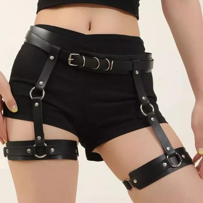 dap BUTIK RINDU (JOLY) Aksesoris Body belt harness harajuku Halloween Gothic Metal Punk Japanese