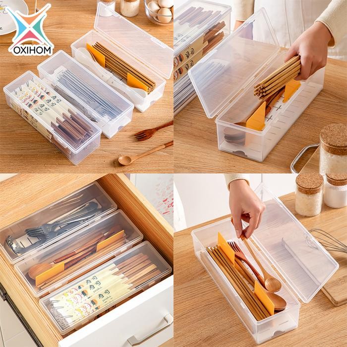 

Oxihom Kotak Penyimpanan Tempat Sendok Tempat Make Up Tempat Sayur Buah Plastik