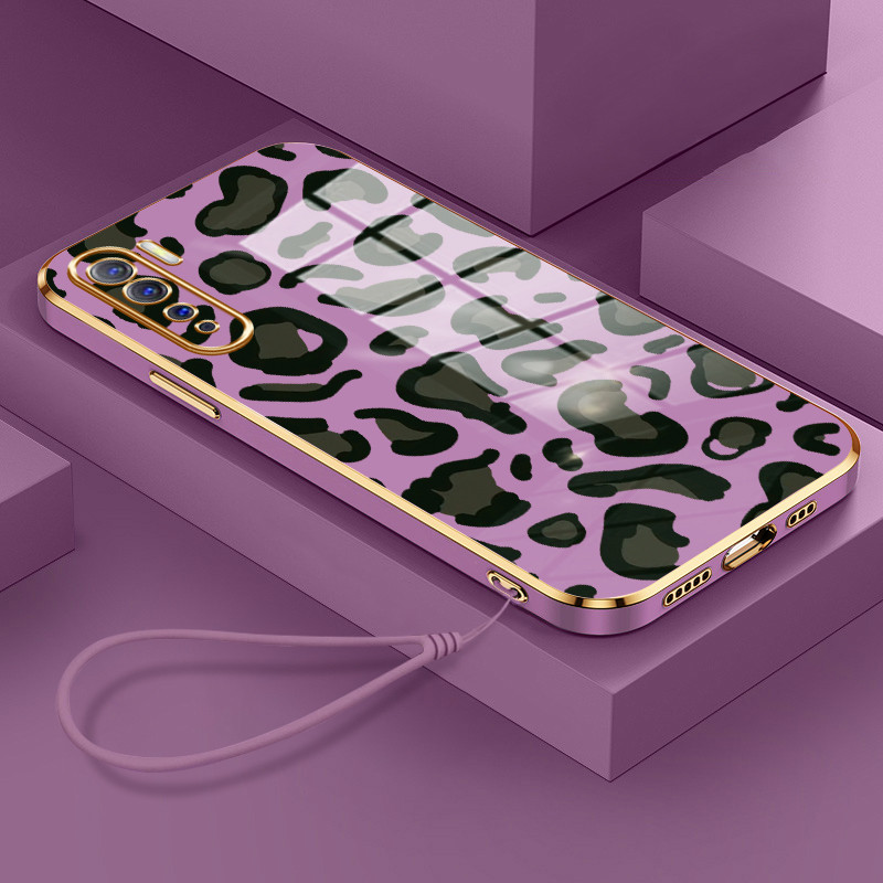 Casing Hp Untuk OPPO A91 Reno 3 F15 Case Cesing Leopard Pattern Coated Silikon Casing Ponsel Kasing 