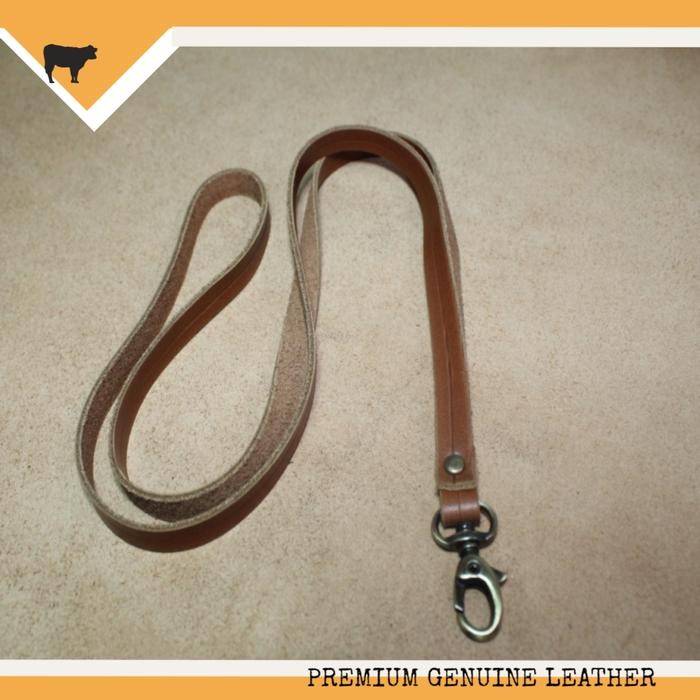 

Ready Tali Kulit Sapi Asli Handmade Lanyard Id Card Leather Warna Tan