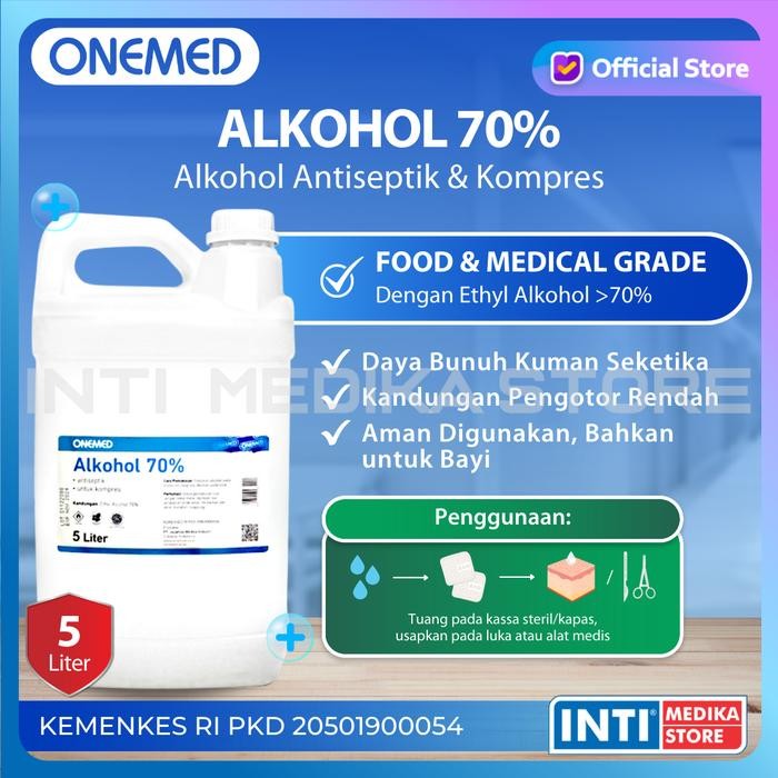 Pilihan- Onemed - Alkohol 70% 5 Liter Alkohol Antiseptik Alkohol Onemed