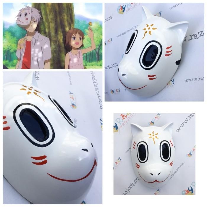 Mask Topeng Kayu Cosplay Anime Jepang Gin Hotarubi no Mori Kitsune Fox