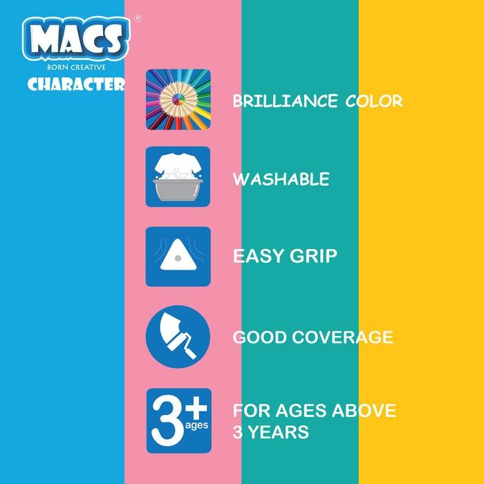 

Krayon Macs Gel Crayon 24 Color/Warna Aman Mudah Dibersihkan Washable