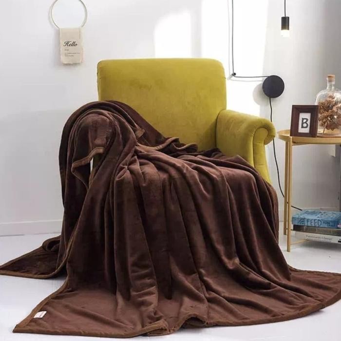 Selimut Bulu Polos 220*200Cm Bahan Bulu Flanel Lembut Ukuran Single Dewasa - Selimut Import