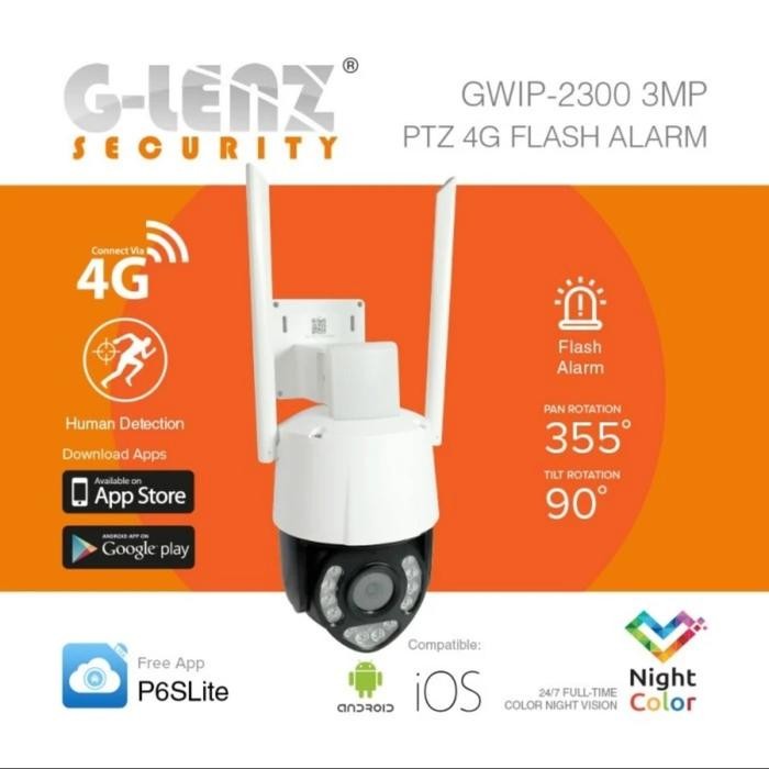 GLENZ CCTV TANPA WIFI SIM CARD 4G PTZ CAMERA GWIP 2300 (3MP)