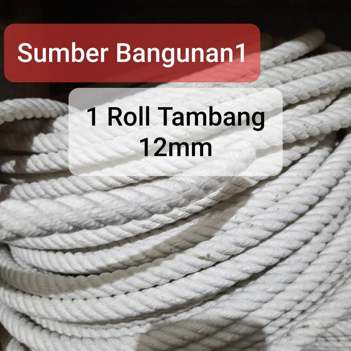 Tambang 12mm kain putih 1 roll sumbu tali bangunan safety timbah