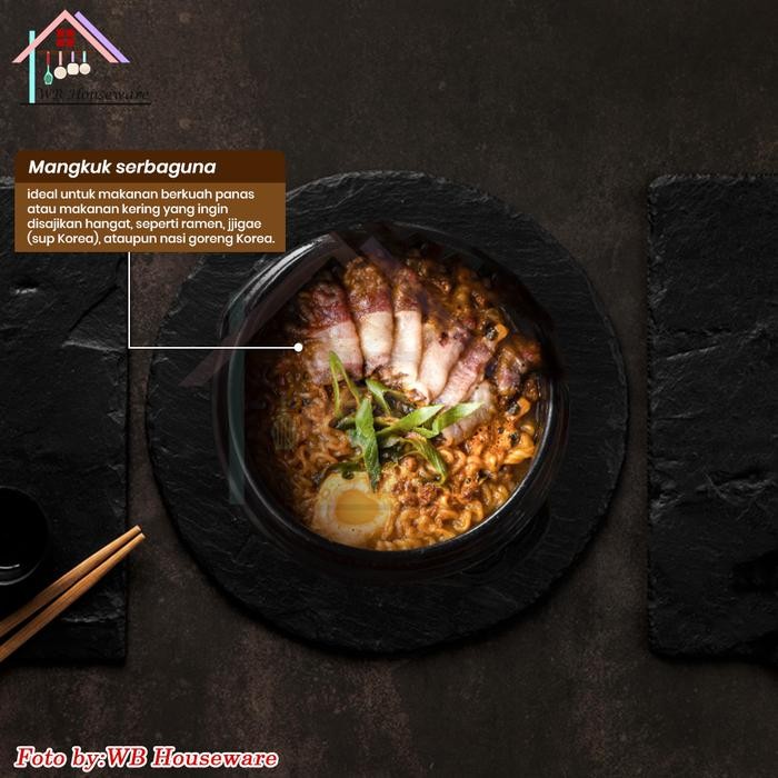 Home Line Panci Korea Keramik Series Warna Hitam Ttukbaegi - Ddukbaegi - Bibimbap - Claypot -