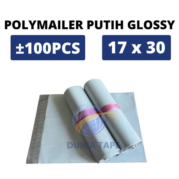 

Polymailer Premium PUTIH HITAM GLOSSY [17x30] isi 100 pc