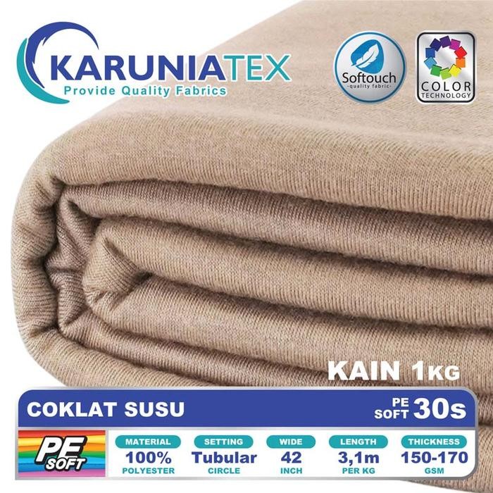 Pilihan- Kain Kaos Pe Soft 30S Kiloan Coklat Susu Karunia Textile