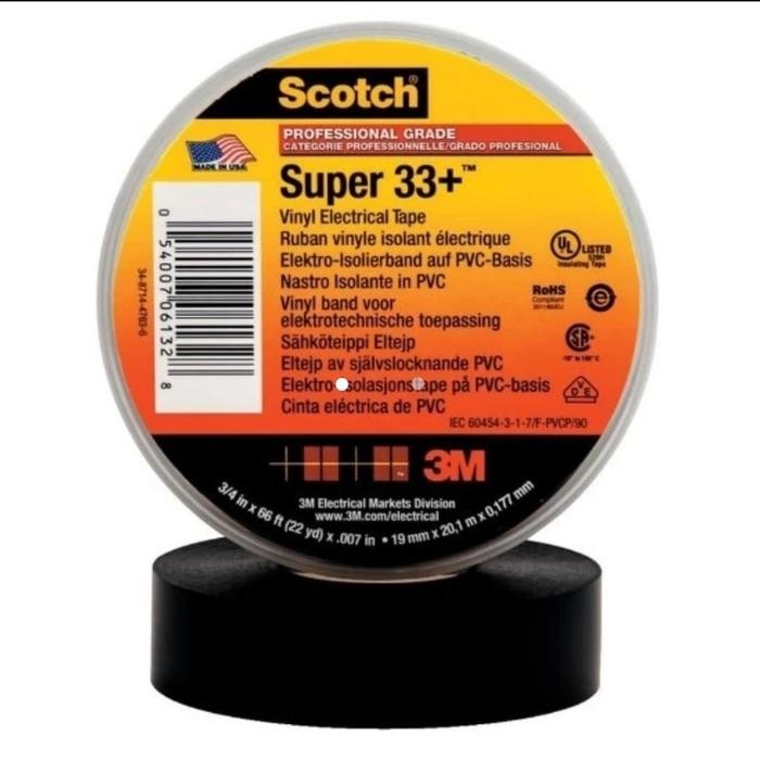 

Pilihan- 3M Scotch Super 33+Electrical Tape-Black,Size:3/4" X 66 Fit