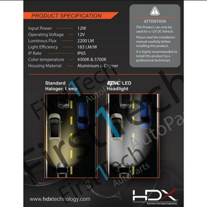 New Lampu Led Hdx Epic H16 / H11 / H8 4300K / 5700K Terlariss 