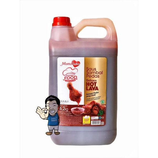 

Pilihan- Mamasuka Saus Sambal Pedas Delisaos Hot Lava Halal- Chili Sauce 6.2 Kg