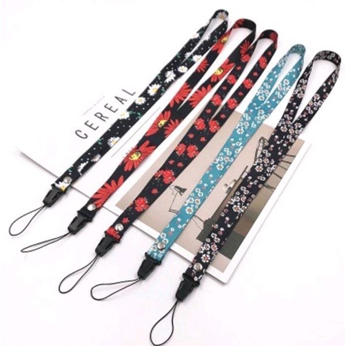 Tali Kalung Kain Gantungan Ponsel (HP / Smartphone) Motif Bunga