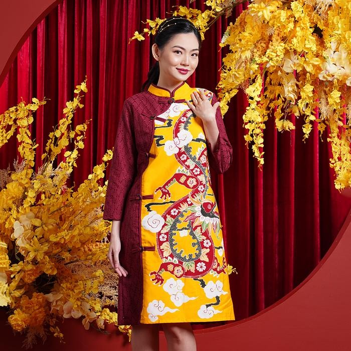 NONA RARA - Dress Kimono Tulis CNY D0453, Baju blouse batik wanita