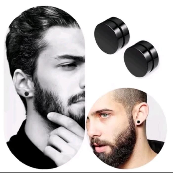 ANTING MAGNET HITAM STAINLESS STEEL LAKI LAKI DAN PEREMPUAN Earrings