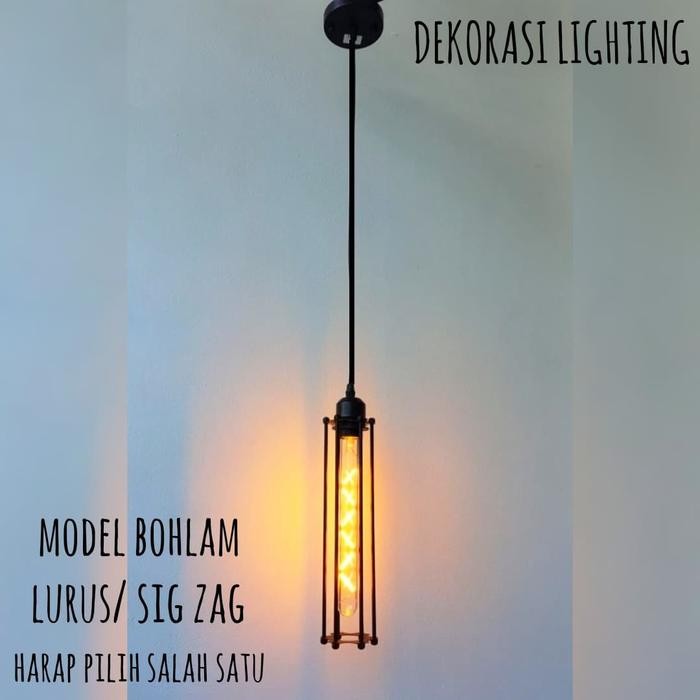 L650 lampu gantung vintage1lampu+ lampu filamen edison LED 6-7W