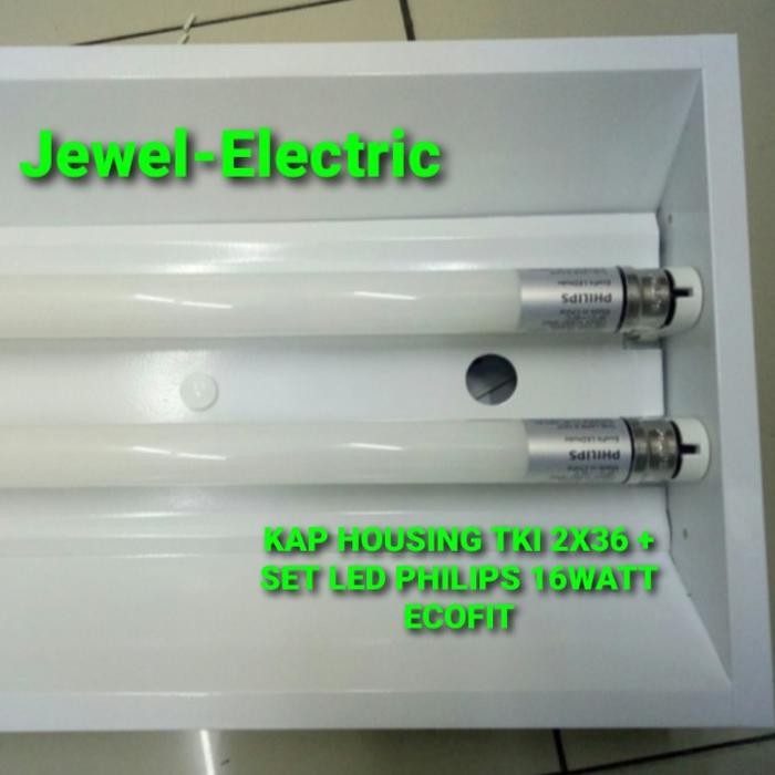 Kap Lampu T8 TKI 2x36/2x16w Set Led Philips 16w Ecofit PHILIPS T8