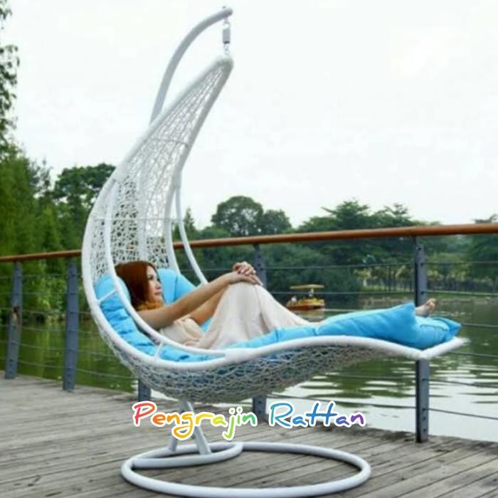 Ayunan Kursi Rotan Gantung Goyang Lonjer Selonjor Anyaman Rotan Sintetis Anak Dewasa Malas Santai